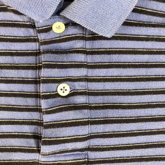 Polo Ralph Lauren Shirt Mens Large Blue Black Striped Golf‎ Pony Logo Collared - Picture 5 of 9